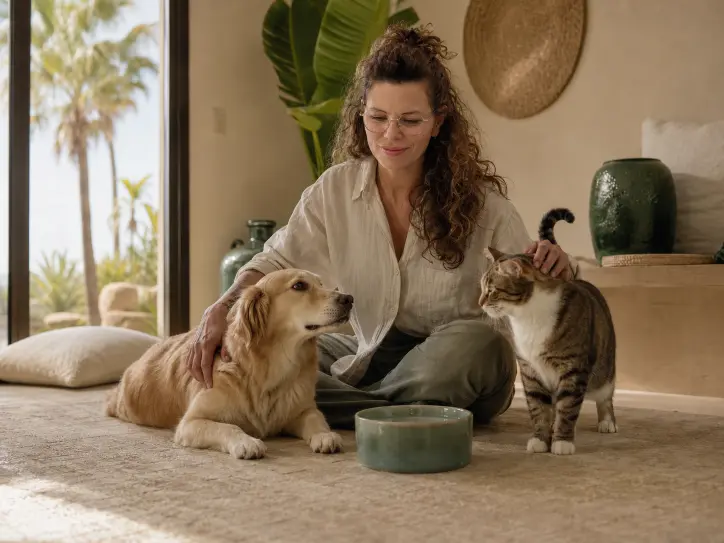 Magalie caring for pets during a pet sitting visit in Silves