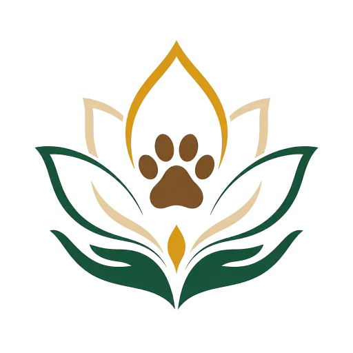 Icône massage canin avec lotus et patte pour le service bien-être chien à Silves